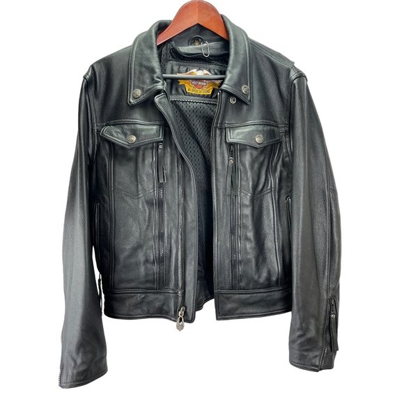 HARLEY DAVIDSON Black Leather Jacket, Women's Size Large